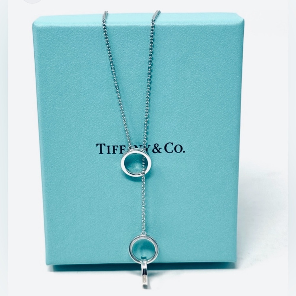 Vintage Tiffany & Co. 1837 Interlocking Circles Lariat Necklace Sterling Silver - Picture 8 of 11